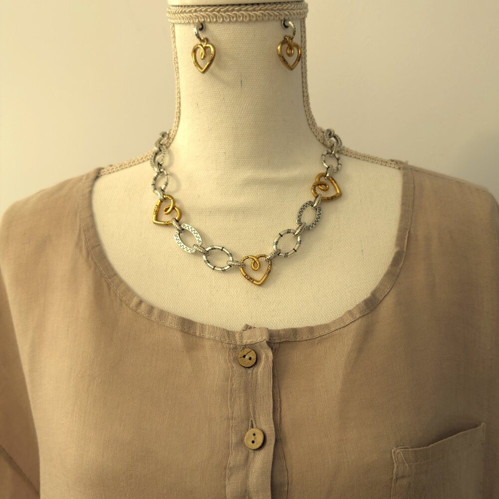 Italian Taupe Linen and Lace Tunic